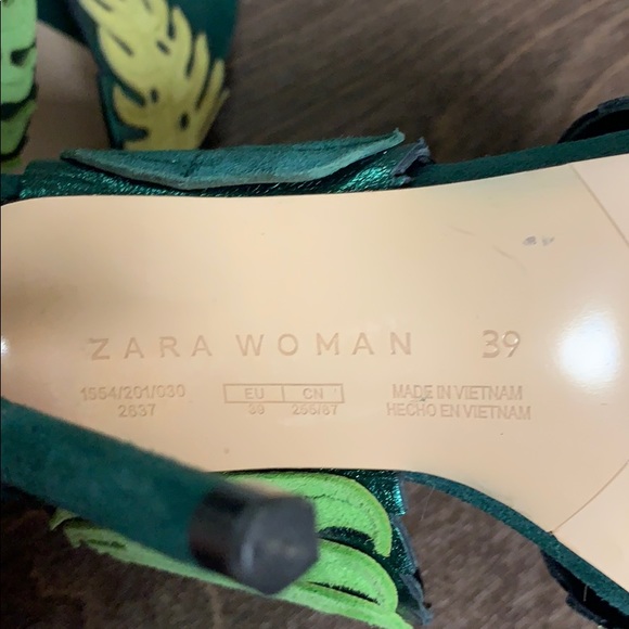 ZARA WRAP-AROUND LEATHER LEAF SANDALS - Picture 9 of 16